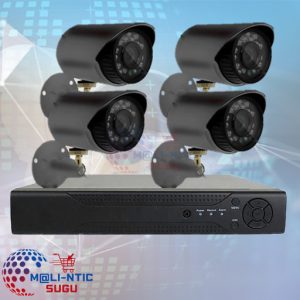 Kit de Vidéosurveillance AHD  4 Caméras Bullet + DVR – Analogique – 2MP