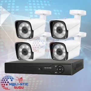 Kit de Vidéosurveillance H.265  4 Caméras Bullet + DVR – Analogique – 2MP